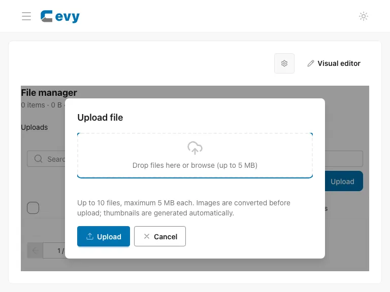 File upload dialog