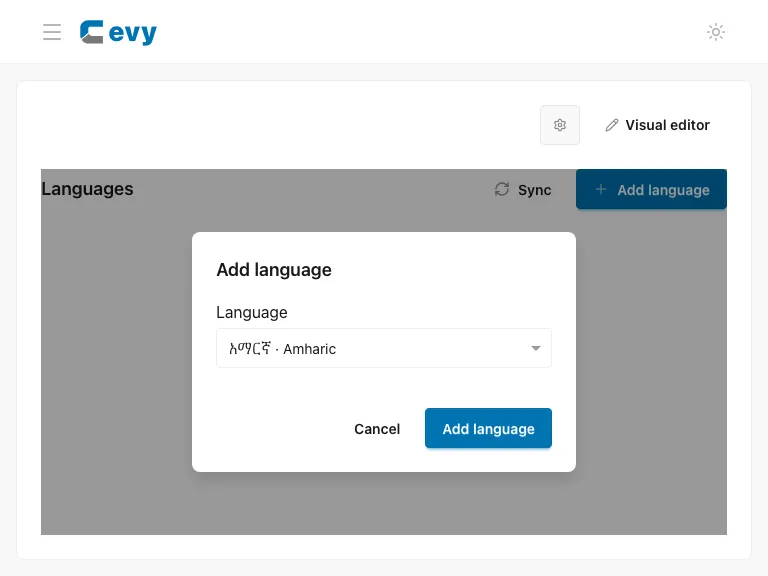 Add language dialog