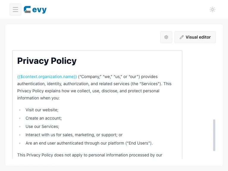 Privacy document editor