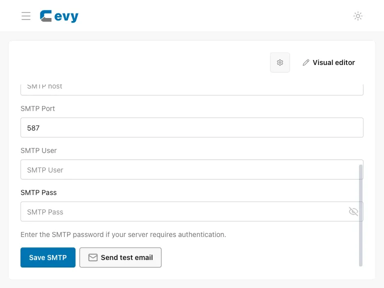 SMTP save and test actions